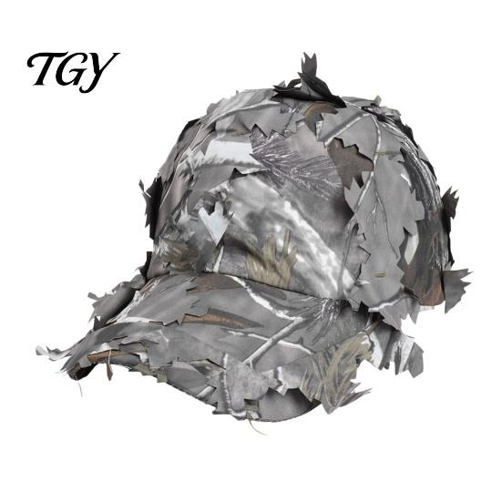 Tactical Gear Camouflage Hat 3D Leafy Cap, Hunting Hat, Adjustable Jungle Breathable Outdoor Cap Camo for Men, Turkey Hunting, Training Comfortable