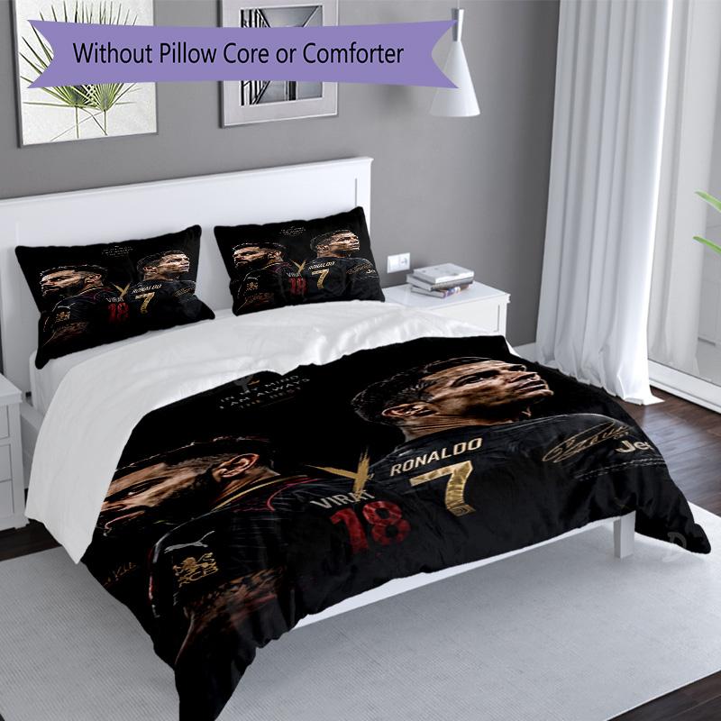 Ronaldo's Player Purple Kit Bedding Set, Breathable Duvet Cover with Pillowcases, Soft Bed Linen for Bedroom Home Decoration, Perfect Festival Birthda