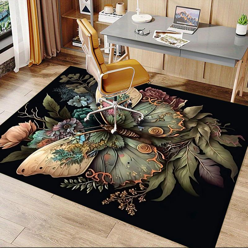 1pc Butterfly Flowers Carpet Anti Slip Polyester Floor Mat for office.Bedroom