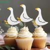Cute Goose Cupcake Toppers – 24pcs White Duck Cake Picks for Farm Animal Themed Party