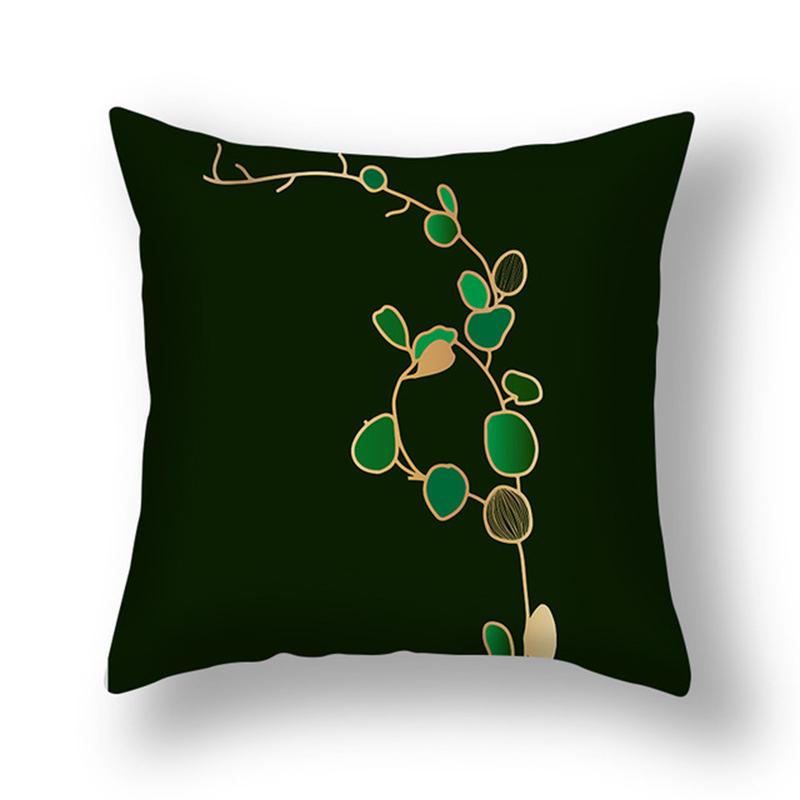 Modern Light Luxury Pillowcase Black Gold Leaf Abstract Plant Sofa Bedside Cushion Cover 45x45cm Car Home Decoration Pillowcase