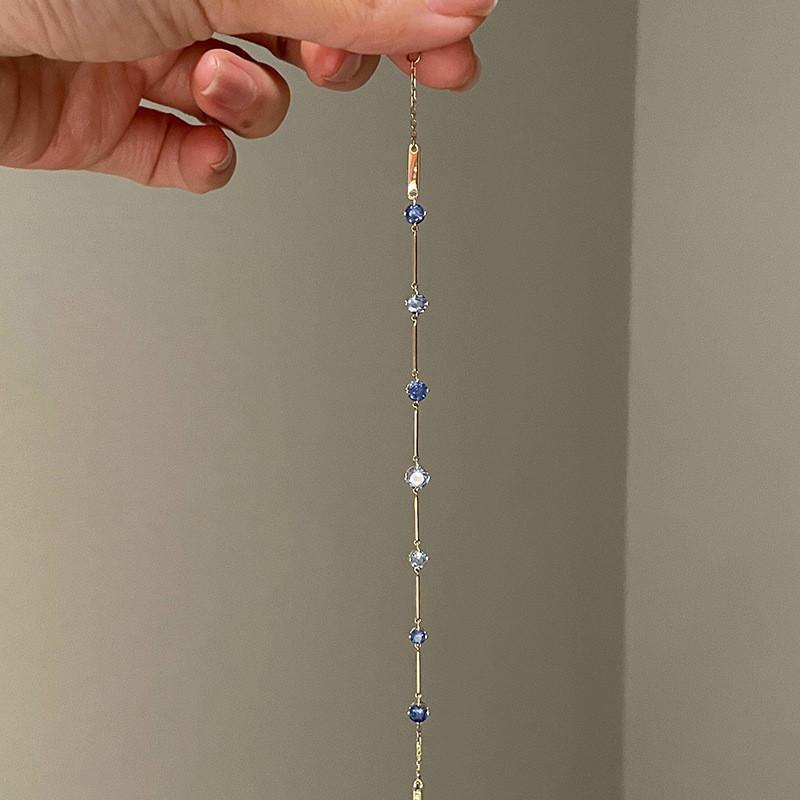 Minimalist Blue Sapphire Style Copper Bracelet For Daily Wear Women