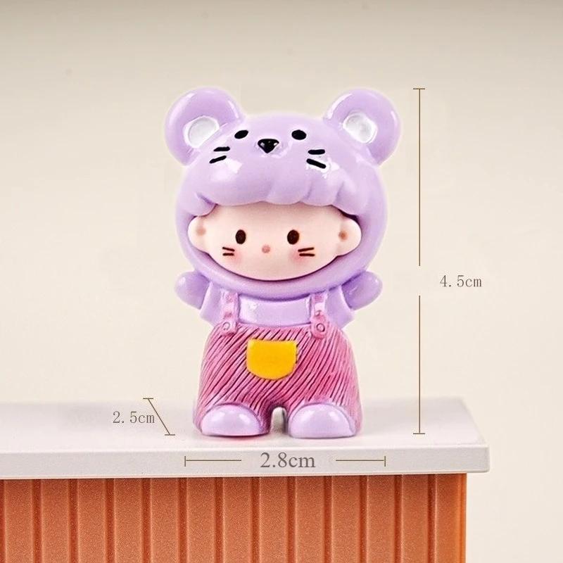 Chinese Zodiac Cartoon Figurines Resin Cute Doll House Miniatures Office Desktop Car Decorations Cute Handmade Mini Ornaments