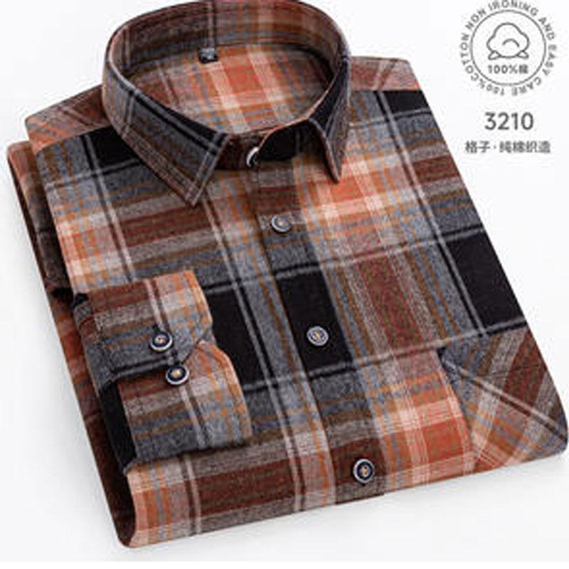 10XL 11XL 100% cotton Autumn Winter Fat men's shirt Long sleeve high quality wool fashion plaid casual non-ironing