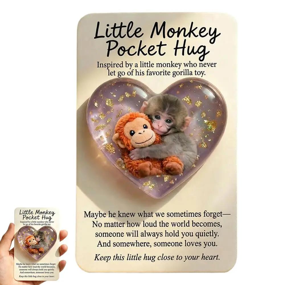 

Punch Heart-Shaped Pocket Hug Figurine Collectible Glass Animal Statue W/Card 2026 Funny Monkey Decor Ornaments For Home M5C1