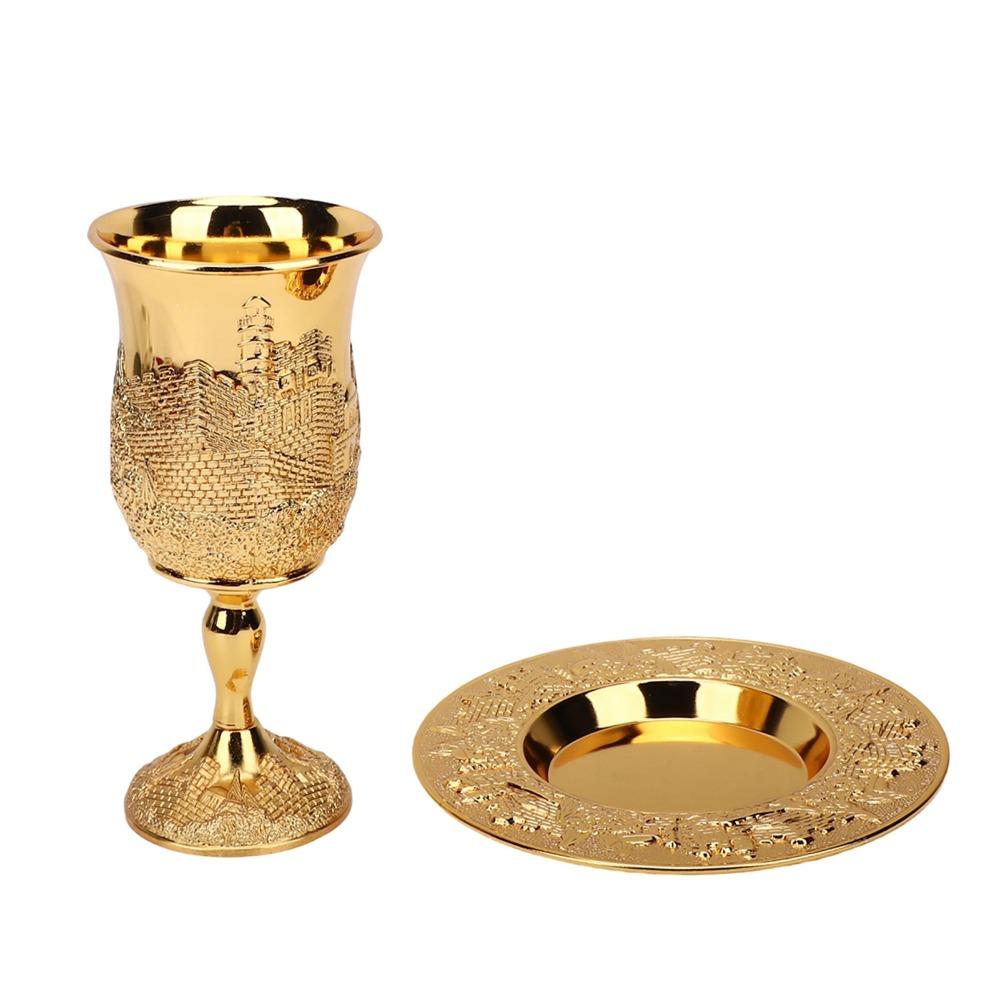 Tarnish Proof Kiddush Cup Set Zinc Alloy Wine Goblet Set Stemmed Wine Cup Festivals