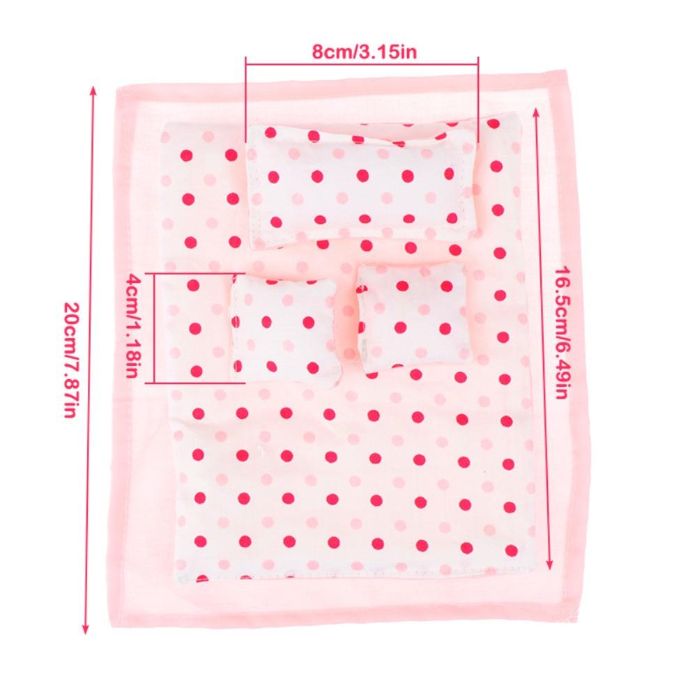 Fünfteiliges Set Puppenhaus Miniatur Bett Bettlaken 20cm Plüschpuppe Bettwäsche Rollenspielzeug