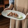 Stor Fiskfat Kreativ Vattenvågsplatta Hushållskeramik Oval Tallrik Restaurang Porslin Stor Tallrik Retrostil Tallrik