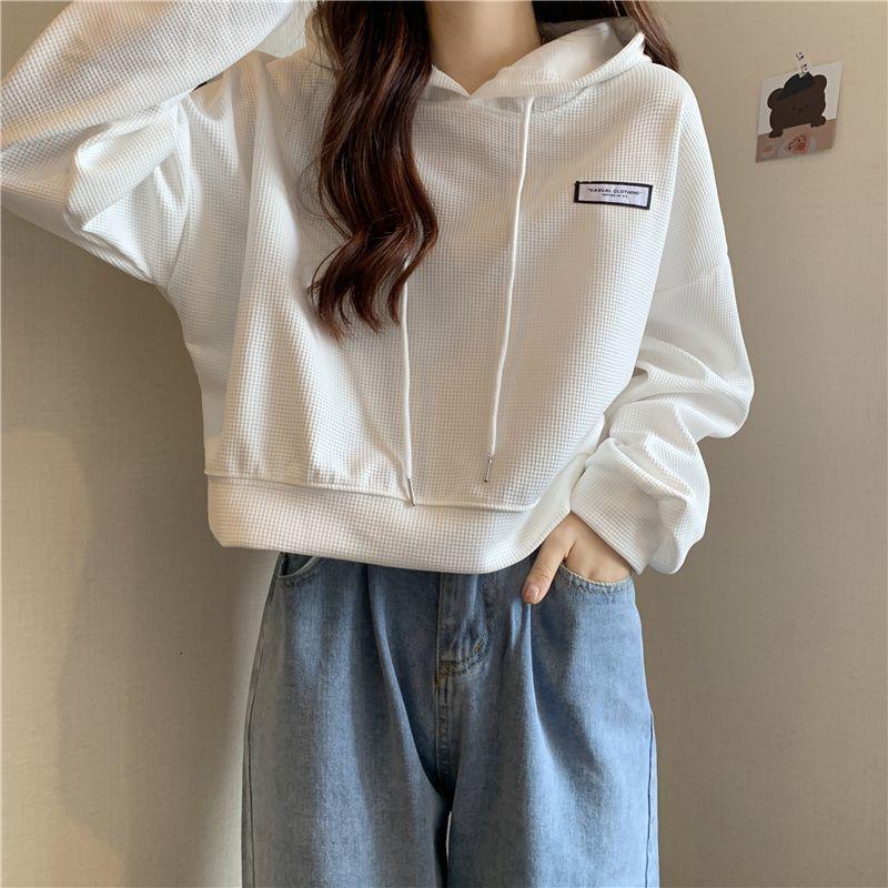 Hooded Casual Short Sweatshirt Women's Long Sleeve Top