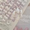 Heart Pearl Nail Stickers Small Fresh White Bow Ribbon Nail Charms Stickers Self Adhesive Nails 3D Decorations Parts Diy Decals