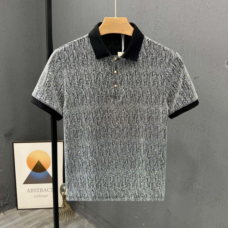 

Men Short Sleeve Polo Shirt Textured Knit Button Down Collar Casual Business Polo Shirt for Men S чёрный