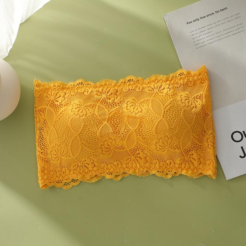 Damen Spitze Trägerloses Bandeau Nahtloses Blumenspitze Unsichtbares Push-Up Bralette Sexy Rutschfestes Schlauchoberteil für den täglichen Gebrauch