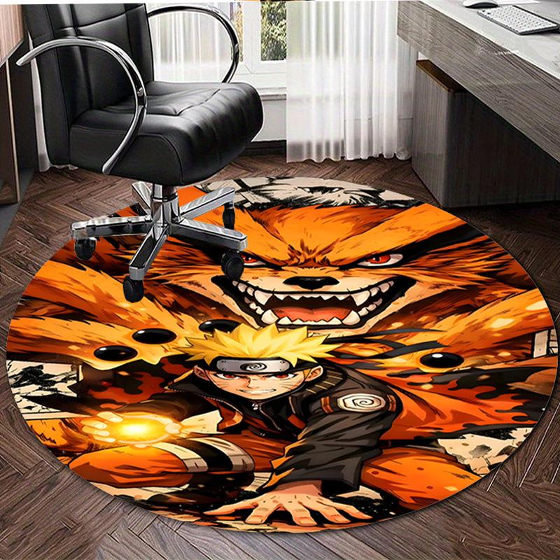 1pc Naruto Print Round Carpet Chair Round Carpet Suitable for Bedroom Living Room Home Decorative Carpet