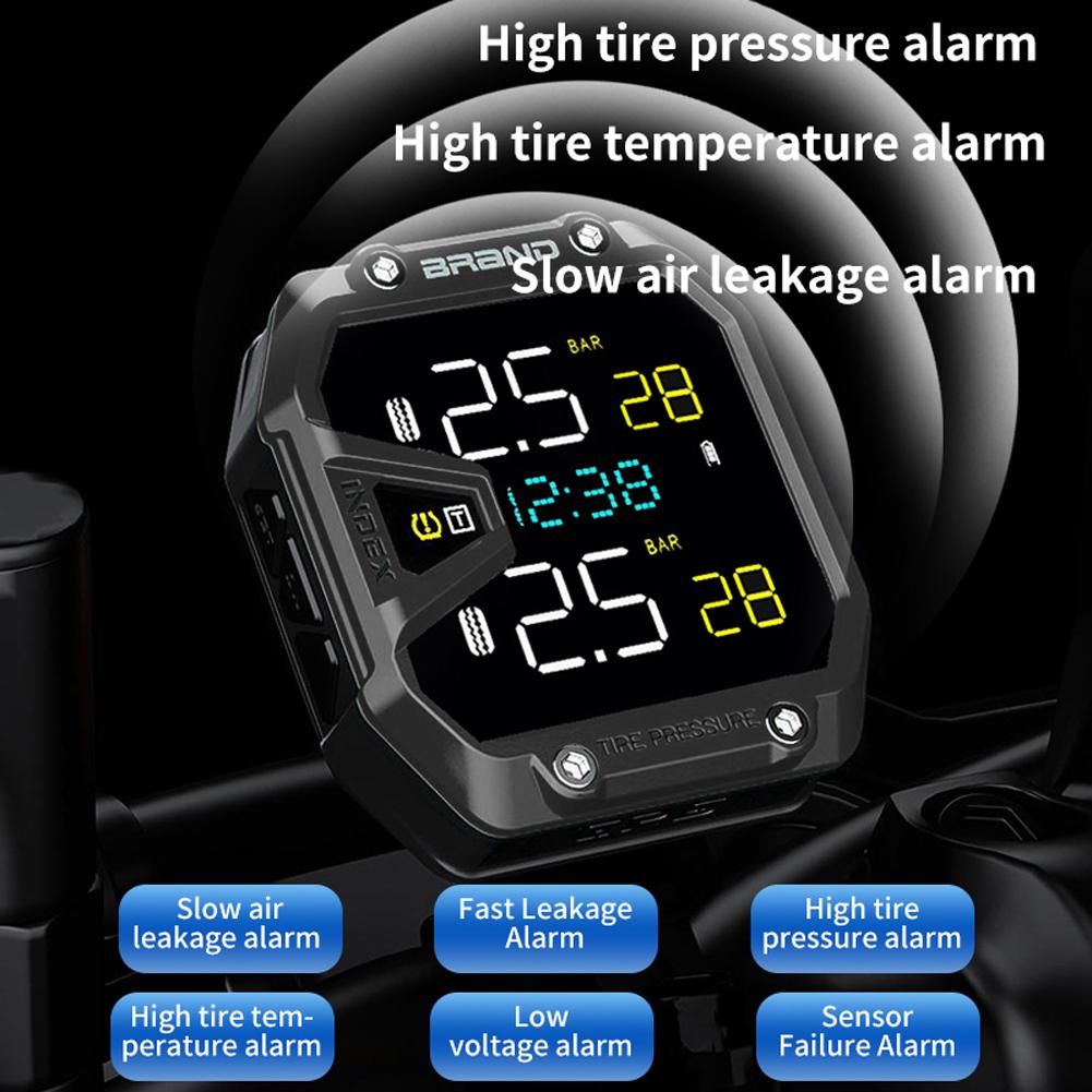 Motorrad TPMS Reifendruckkontrollsystem LCD-Anzeige Kabelloses Reifendruckkontrollsystem für Zweiradmotorräder
