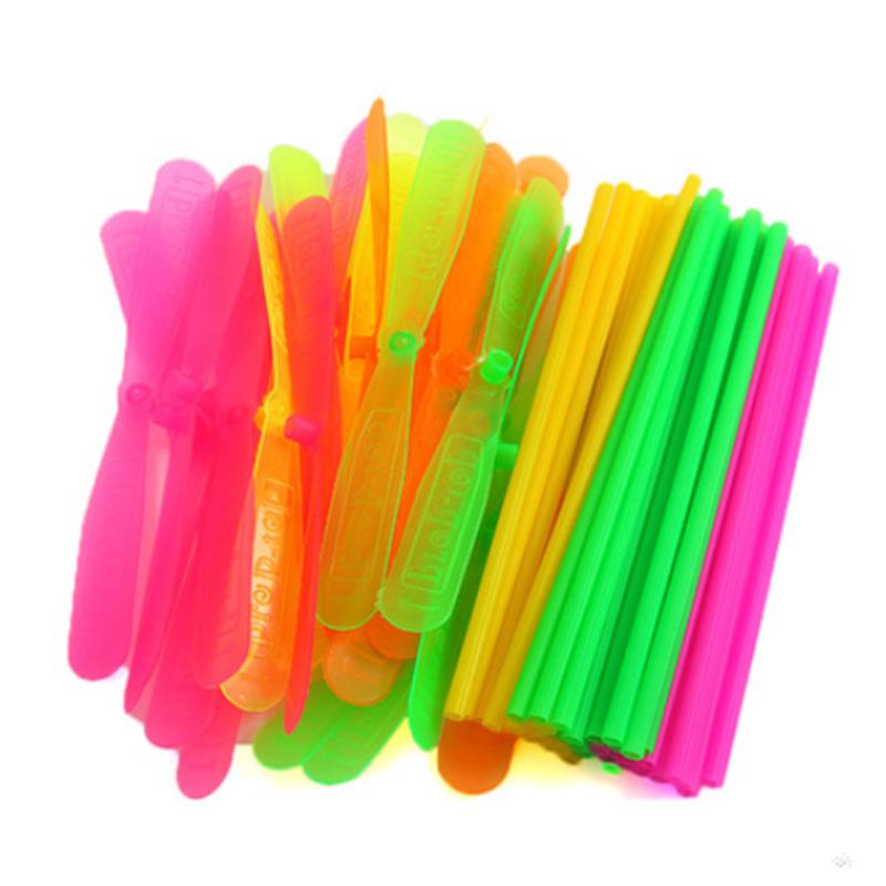 Novelty 10/20Pcs Plastic Bamboo Dragonfly Propeller Outdoor Classic Toy Kid Gift Rotating Flying Arrow Multicolor Random Color