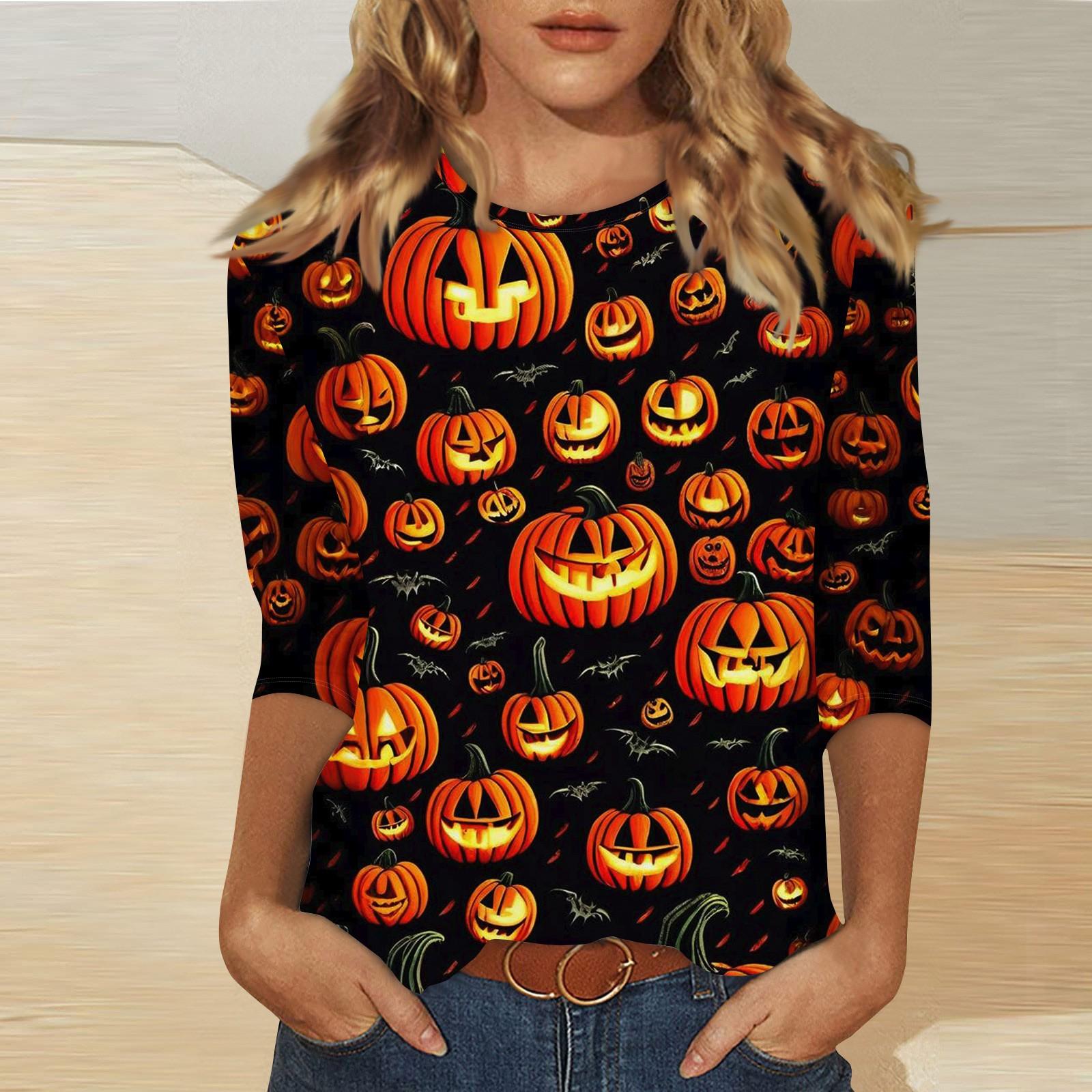 

Женская модная повседневная футболка с круглым вырезом и принтом 3/4 M