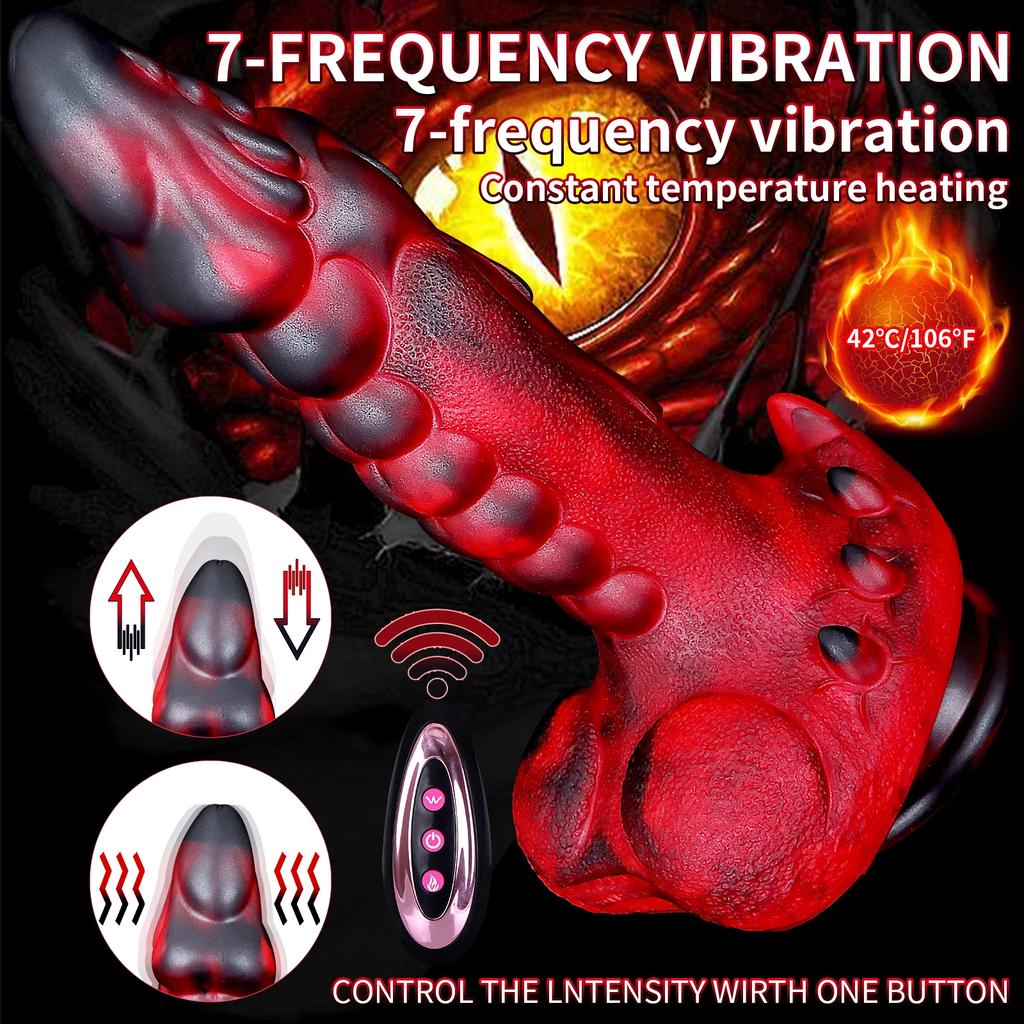 7 Frequency Heating Vibrator Dildo Alien Huge Realistic Penis Silicone Monster Dildo Vibrators Female Strap On Lesbian Sex Toys