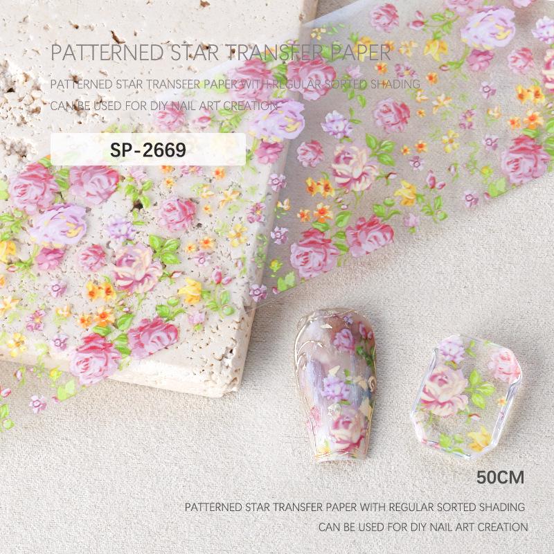 Starry Sky Rose Flower Nail Art Transfer Stickers