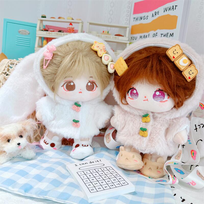 20cm Cotton Doll Set: Star, Cherry, Rabbit, Bear Dolls with Bag, Messenger Bag, and Plush Coat.