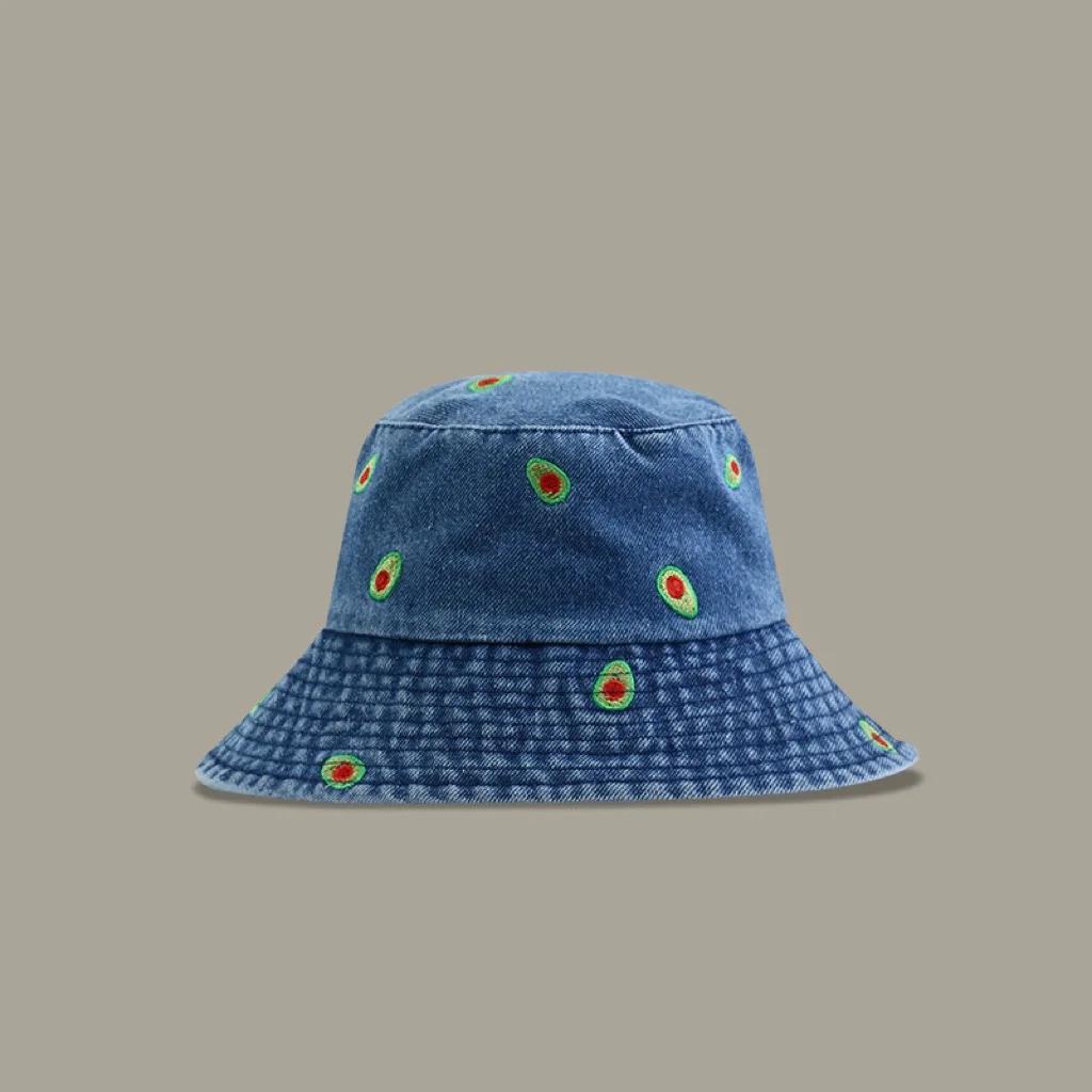 Embroidered Heart Cotton Summer Jeans Bucket Hat Cap For Women Spring Fisherman Hat Outdoor Travel Ladies Hat Gift Wholesales