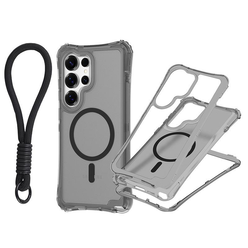 

For Samsung S25 ULTRA Magnetic Skin-feeling Three-in-one Mobile Phone Case with Strap For iPhone 17 Pro Max