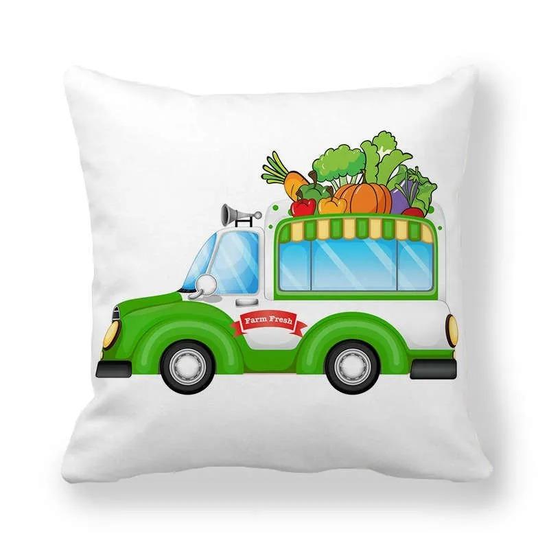 Cartoon Food Car Print Pillowcase Living Room Office Home Pillowcase Car Ornaments