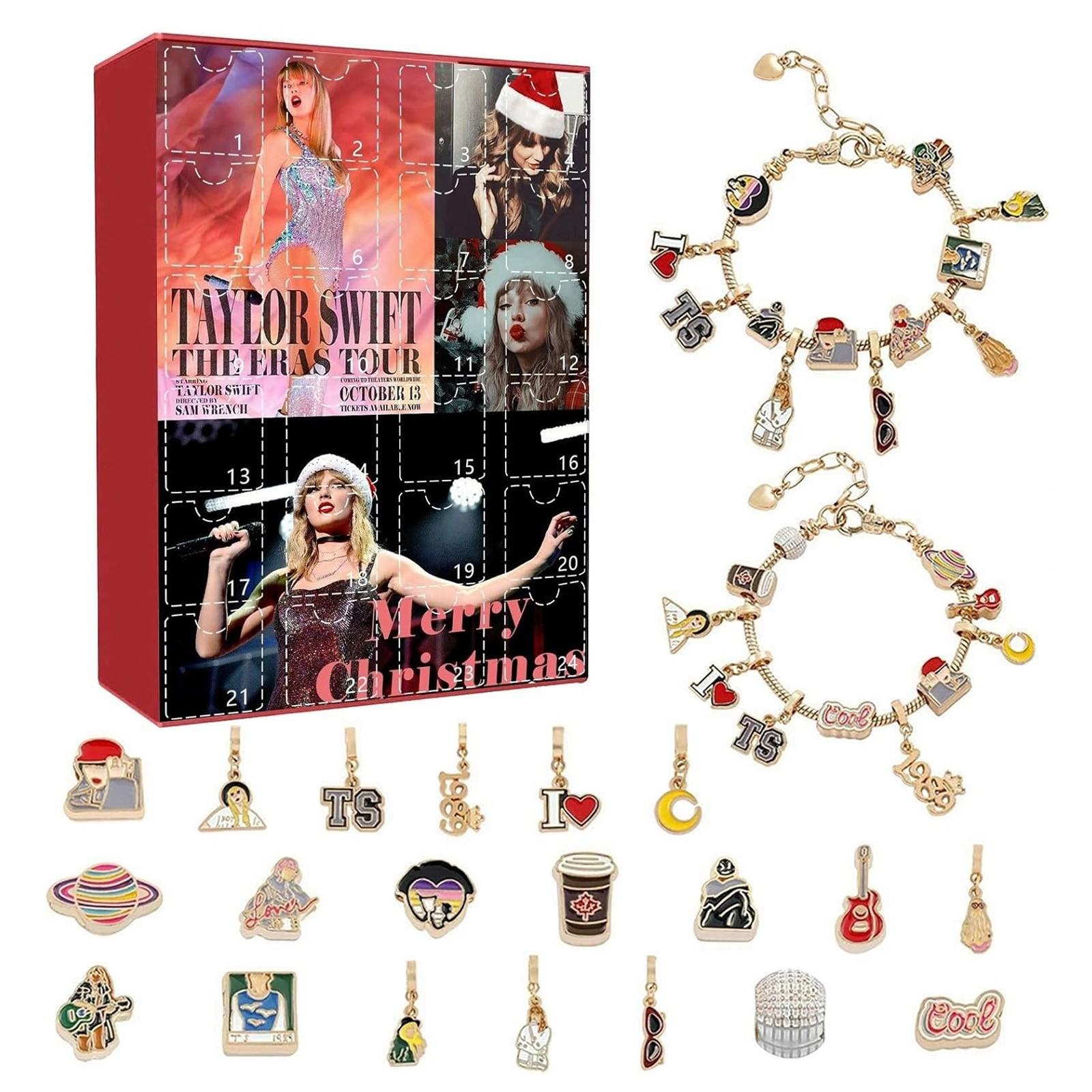 

Подарки в виде Адвент-календаря 2024 года, набор для самостоятельного изготовления браслетов для детей и взрослых, 24-дневный рождественский календарь обратного отсчета, ювелирные подарки One Size красный