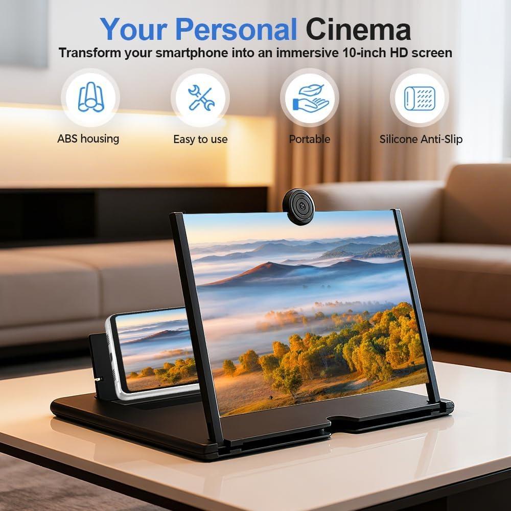 Mobile phone magnifier screen, 3D HD magnified projection screen, for movies, videos, and games, foldable phone stand with screen magnifier