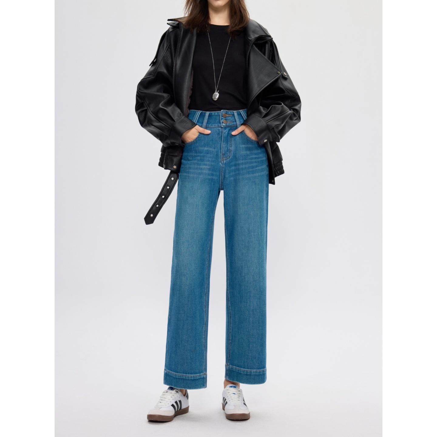 High-Quality Stretch Double-Button High-Waisted Wide-Leg Jeans for Women (Spring 2026) 28