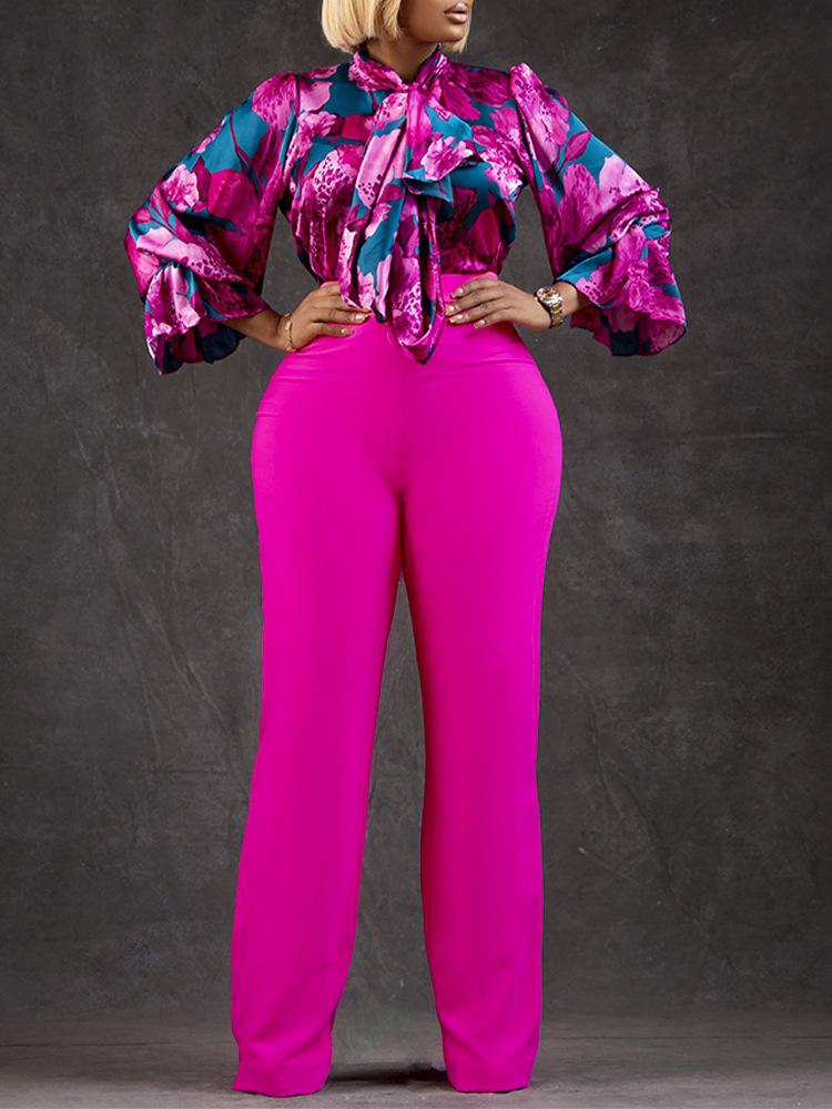 Women's Fashionable Autumn 2025 Two-Piece Set: Stylish Lapel Top & Straight Leg Pants