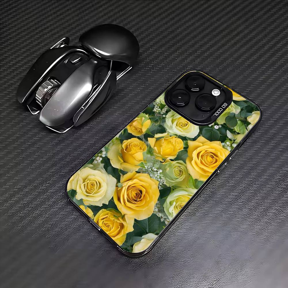 roses Phone Case For iPhone17,16,15,14,13,12,11 Plus,Pro Max Colored Silver Plated Inside Cover