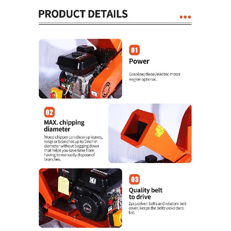 Customized 15HP Electric Start Easy Operation Branch Crusher, Wood Processor, Professional Tree Shredder, Wood Chipper
