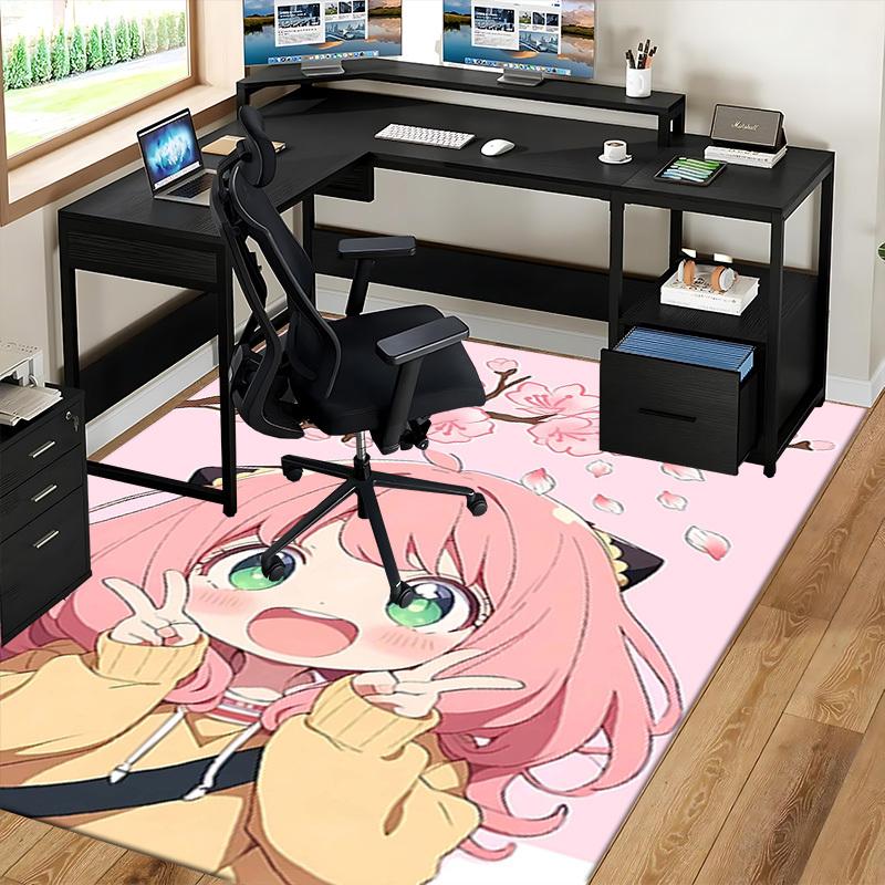 1pc Anime Cute Girl with Cherry Blossoms Chair Mat - Office Desk Pad, Anti-Slip Rug for Home Decor, Seasonal Gift, Suitable for Office, Living Room, B