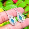 Natural Aqua Chalcedony Gemstone 925 Sterling Silver Gift Earring 1.65" N6S54