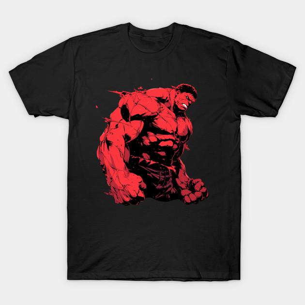 I like ts Heren Zwart Print T-shirt Rode Hulk No-Cut Transferpapier Print Katoenen T-shirt 4XL zwart