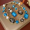 1/2 Pcs Vintage Imitation Pearl Flower Earrings Exquisite Rhinestone Pendant Necklace Collarbone Chain Jewelry Sets for Women N1