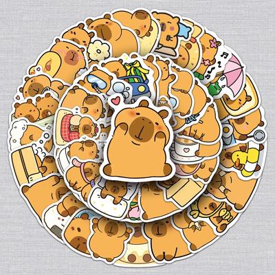 50 Capybara Cartoon Aufkleber: Niedliche Tierdeko für Wasserbecher & Mobiltelefone