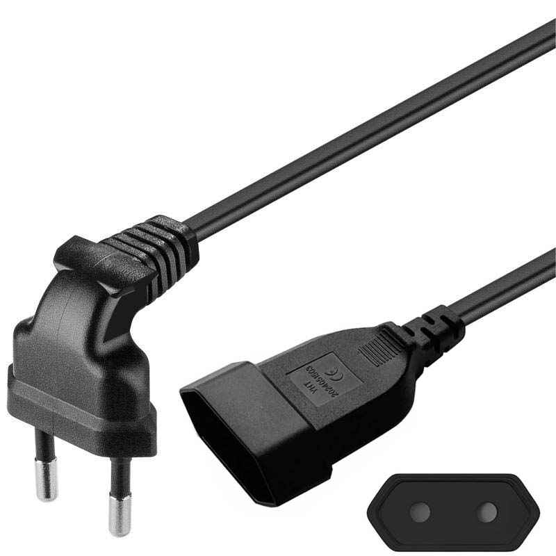 EU Power Extension Cord Anged European AC Power Extension Cord Europe 2-prong Power Lead Male to Female Extension Cable Wire 1