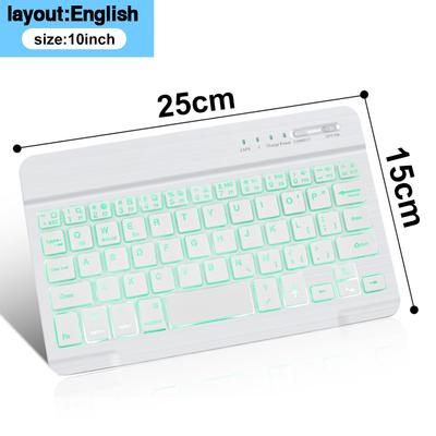 Mini-Bluetooth-Tastatur, kabellose Ipad-Tastatur mit Hintergrundbeleuchtung, spanische wiederaufladbare Tastatur für Tablet, Ipad, Handy, Laptop