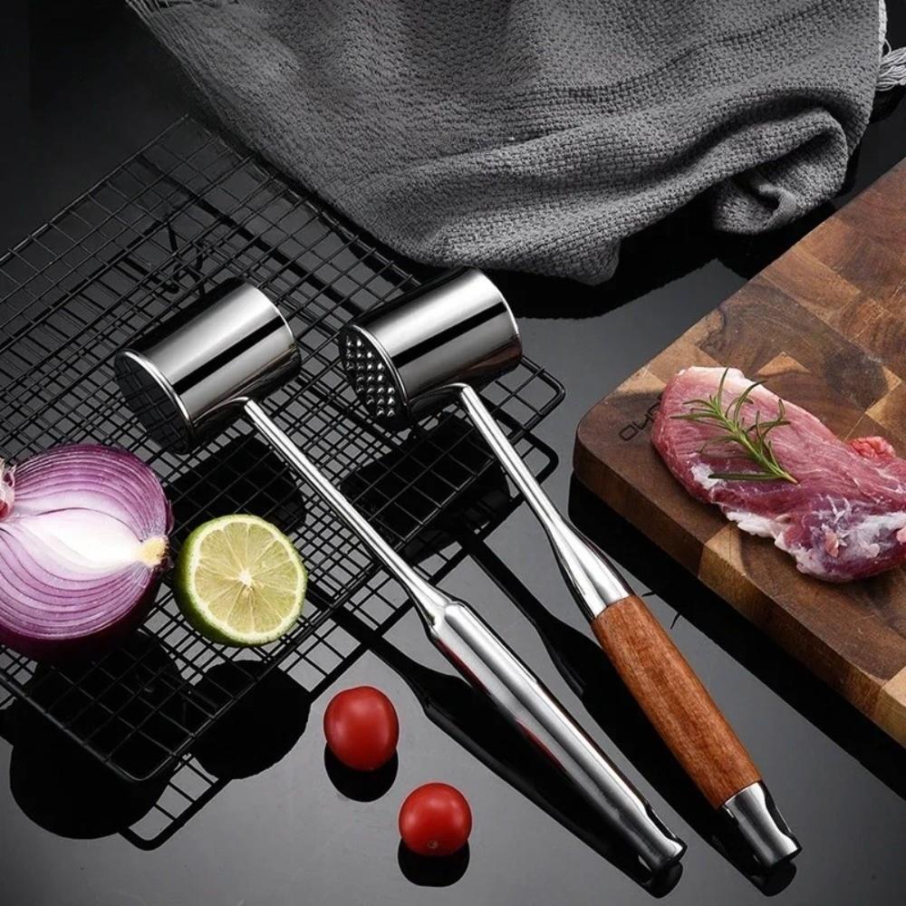Double-side Meat Hammer Stainless Steel Steak Mallet Kitchen Beef Hitting Tool Meat Preparation