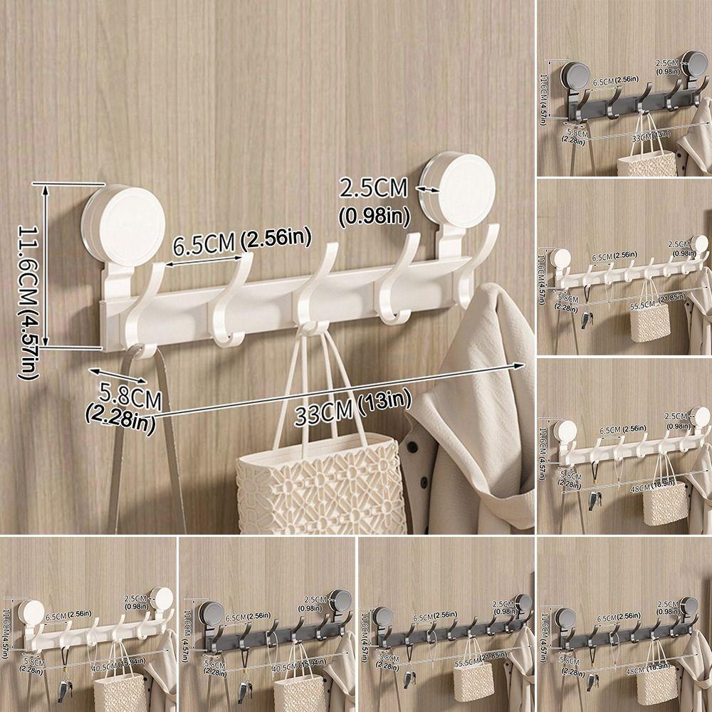 

Настінна вішалка для одягу Гачки 5/6/7/8 Вішалка для рушників Присоски Гачки Аксесуари для ванної кімнати Grey/5 Hooks
