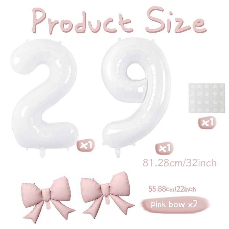 Number balloon set baby pink bow balloon ,white and pink balloon birthday proposal, weddingballoon decoration