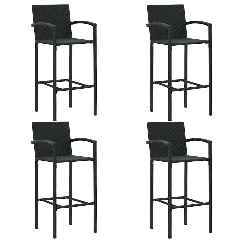 vidaXL 5-tlg. Gartenbar-Set Poly Rattan Schwarz