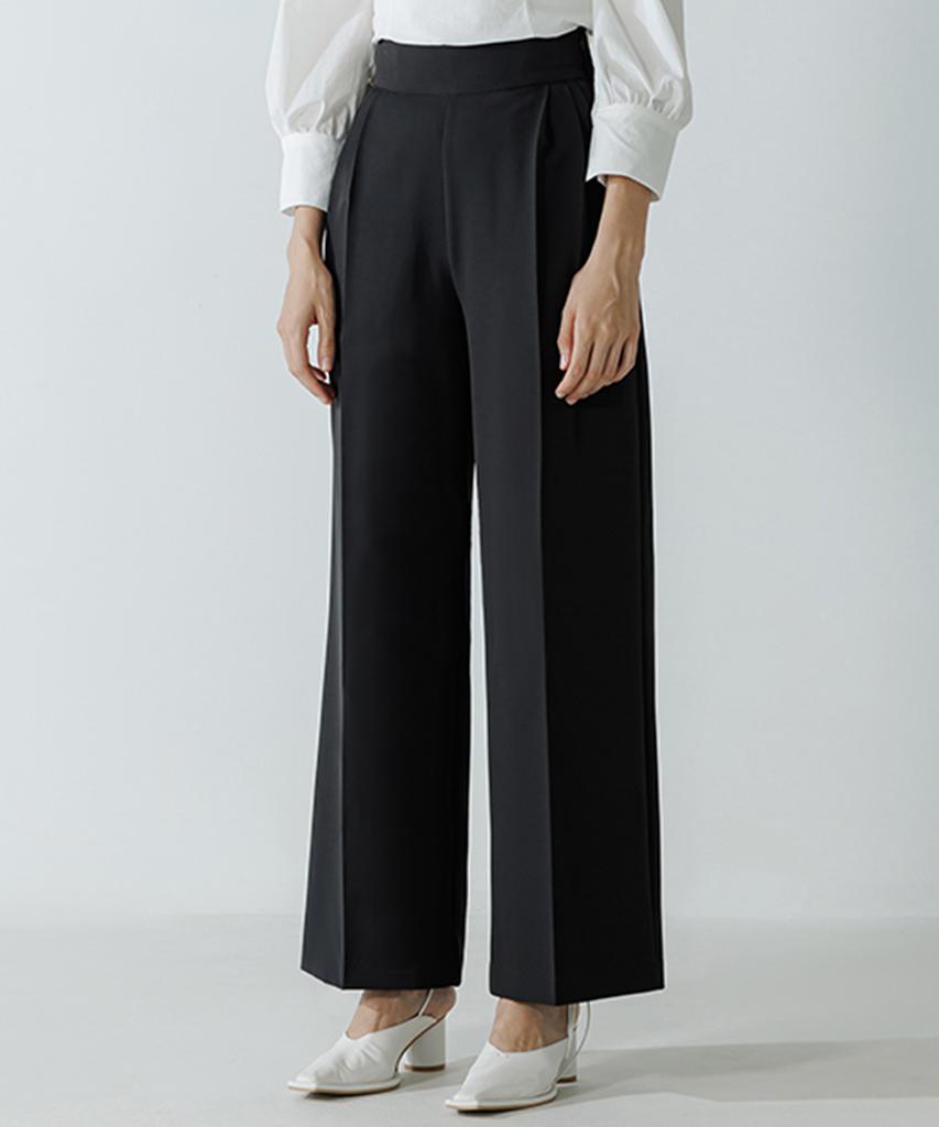 ISH Basic Semi-Wide Pintuck Slacks (Charcoal)