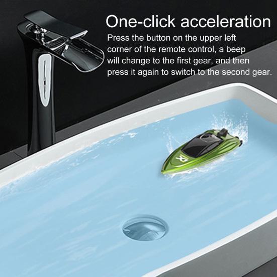 1 Set Remote Control Speedboat USB Rechargeable Waterproof Capsize Protection 360 Degree Tumbling Simulation Model Toys High Speed RC Racing