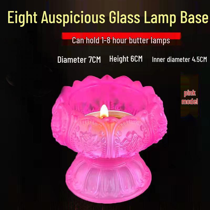 Colorful Lotus Crystal Glass Ghee Lamp Holder for Buddha Offering