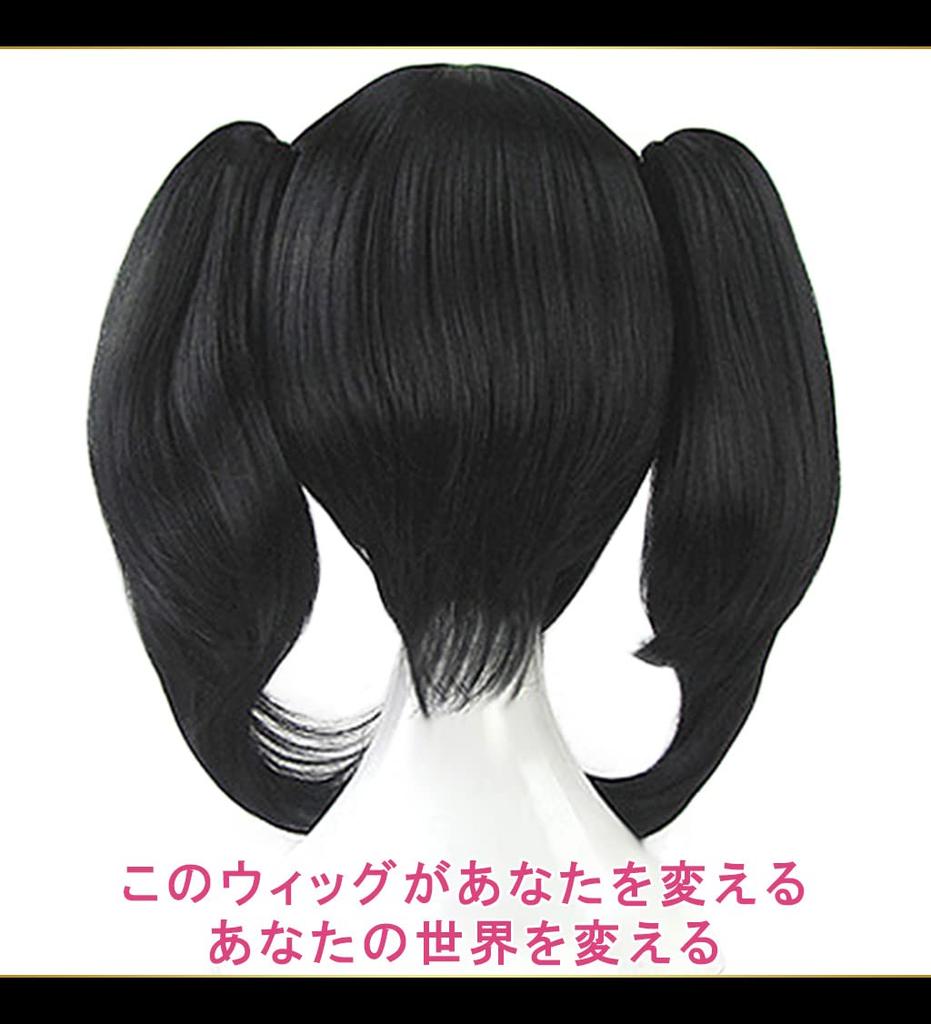 CaseEden Cosplay Twin Tail with Heat Black Includes 2 Wig Nets Wig, Short, Bun, Resistant, Hair,