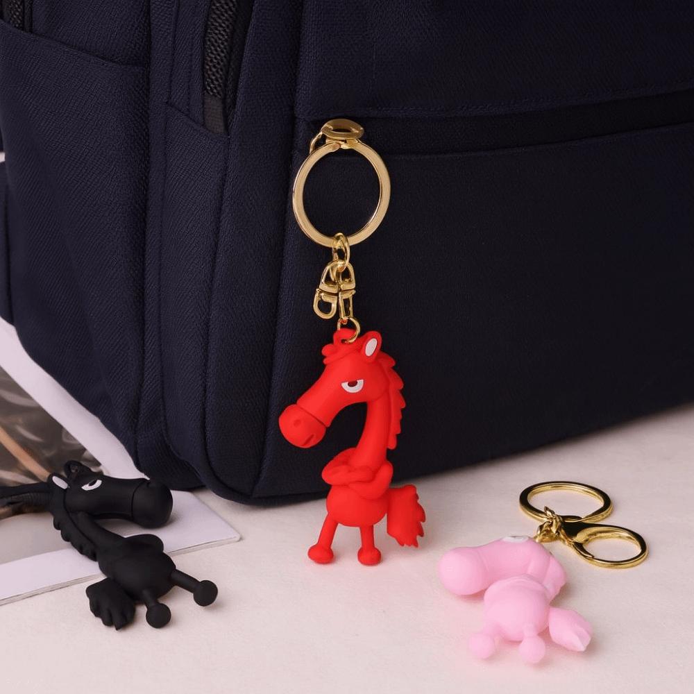 Cold-Hearted Horse Keychain Simulation Black Horse Bag Ornament Lucky Horse Mascot  Car Doll