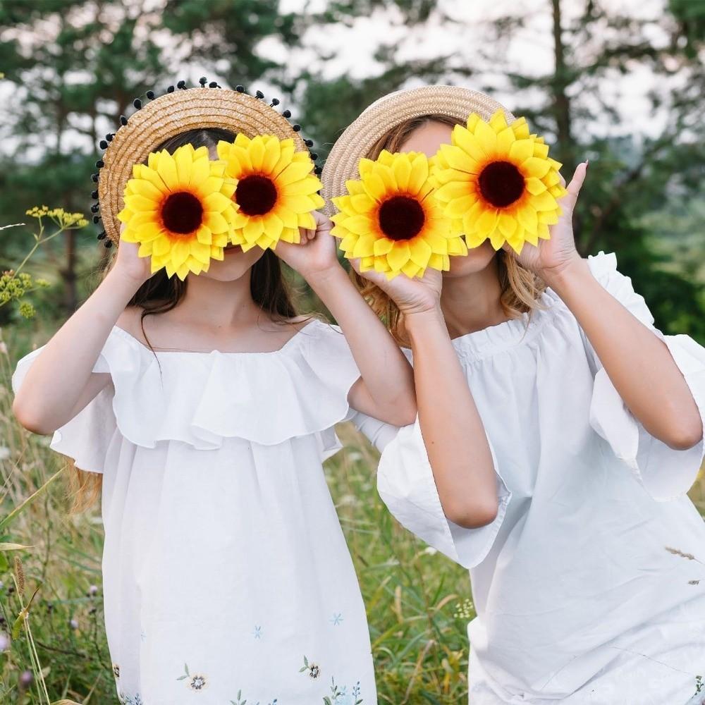 1/7-Head Sunflower Bouquet Small Bundle DIY Floral Materials Simulation Flowers Realistic Silk Wedding Bouquet