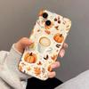 Pumpkin Coffee Autumn Leaves Print Phone Case for iPhone 17 16 15 14 13 12 11 16E Series Pro Max Plus